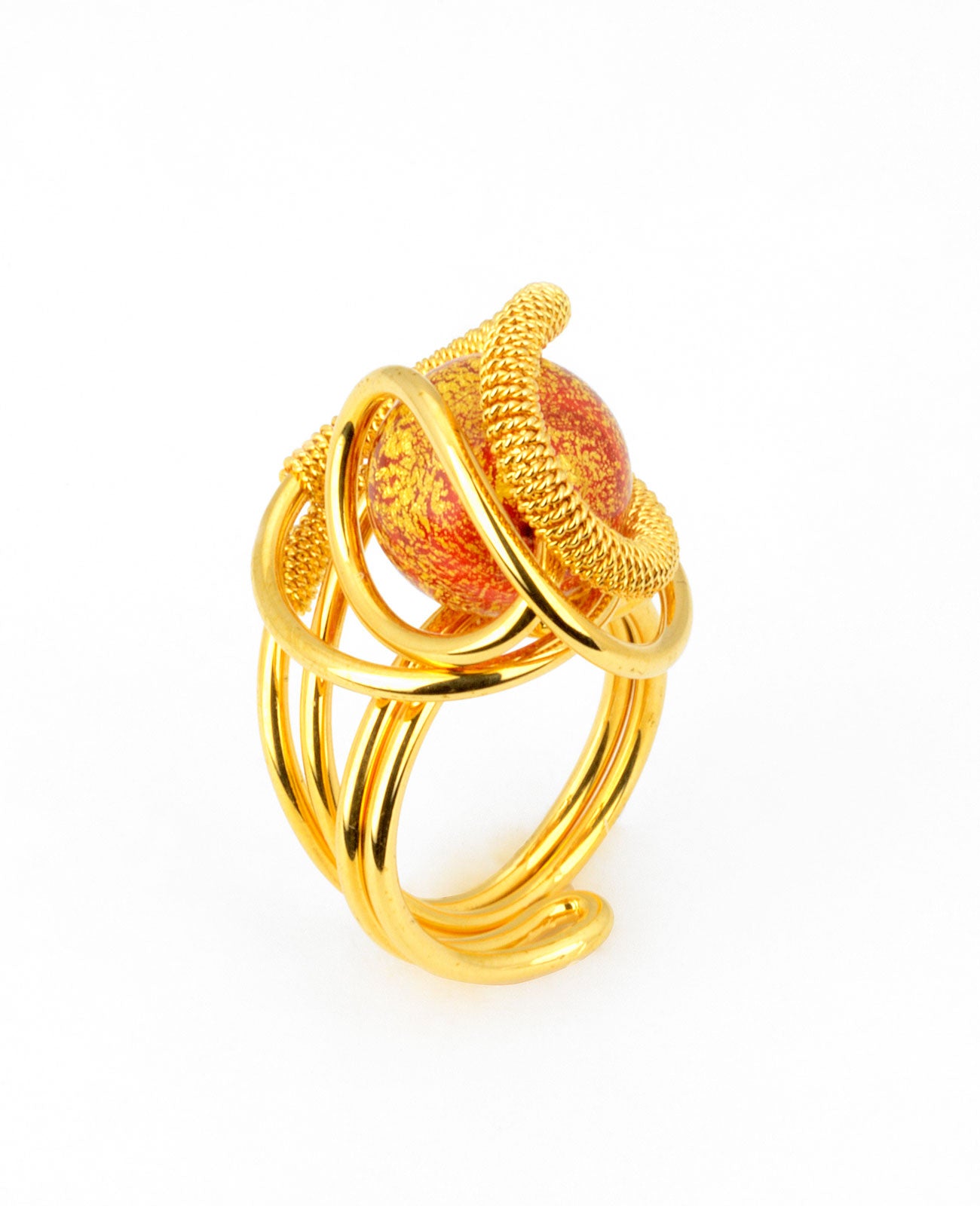 Anello Futura Gold in Vetro Di Murano - Vetri D'Arte