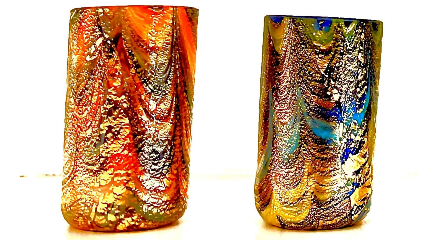 Set aus farbigen Muranoglasgläsern