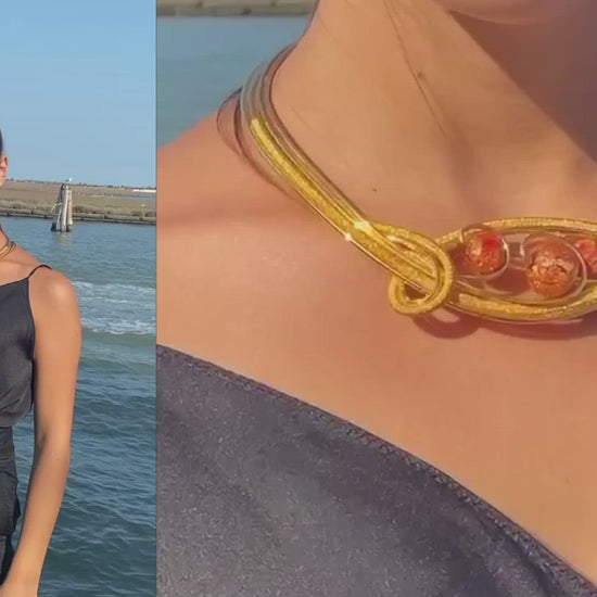 Futura Elit Gold Necklace in Murano Glass - Vetri D'Arte