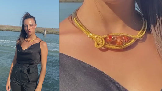 Futura Elit Gold Halskette aus Muranoglas - Vetri D'Arte