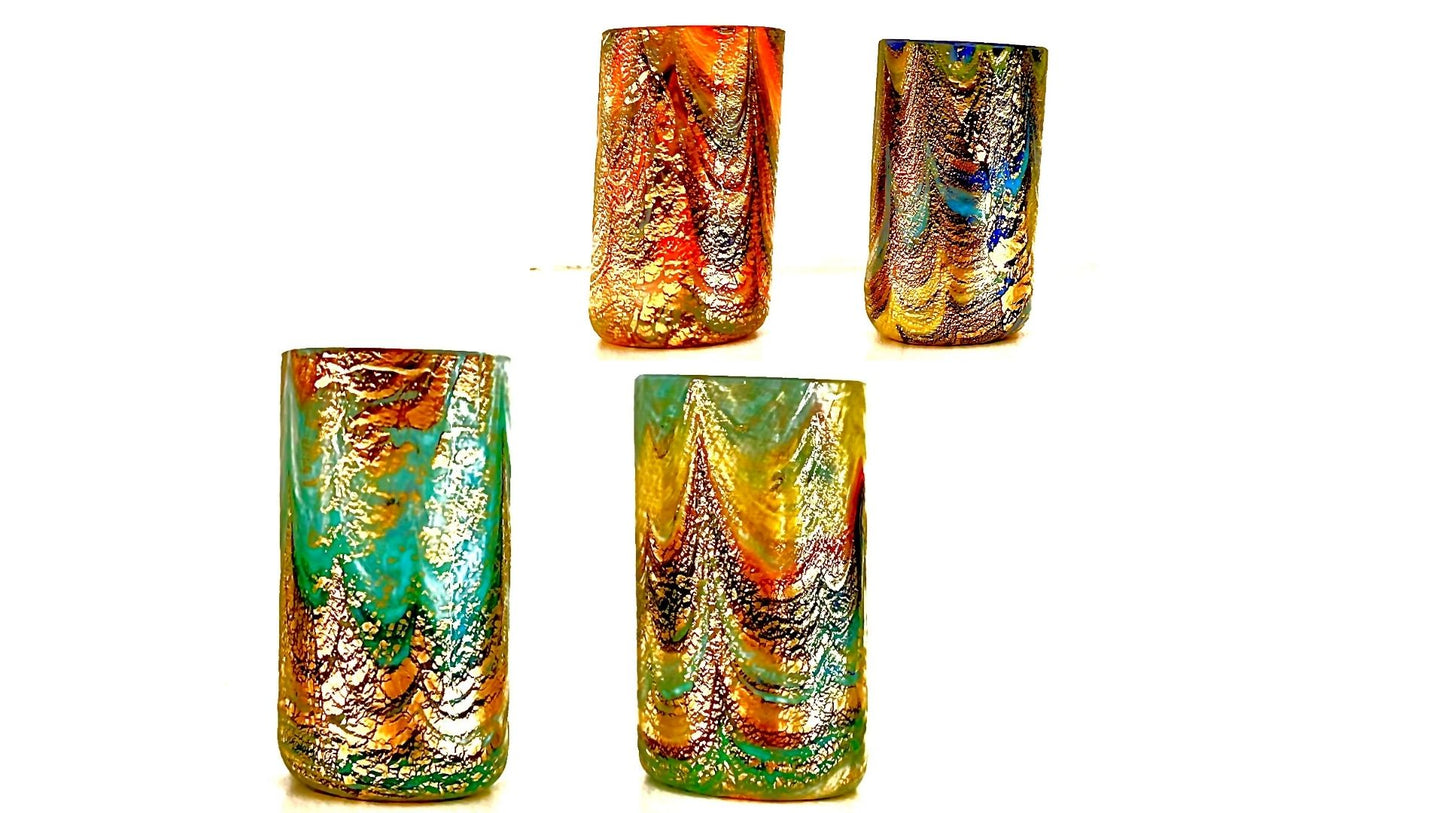 set bicchieri vetro murano colorati