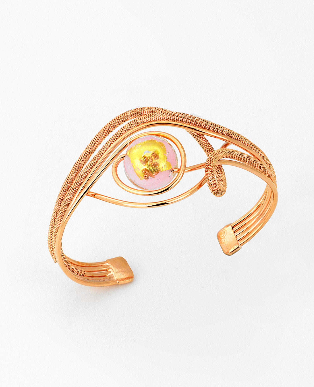 Futura Pink Gold Bracelet in Murano Glass - Vetri D'Arte