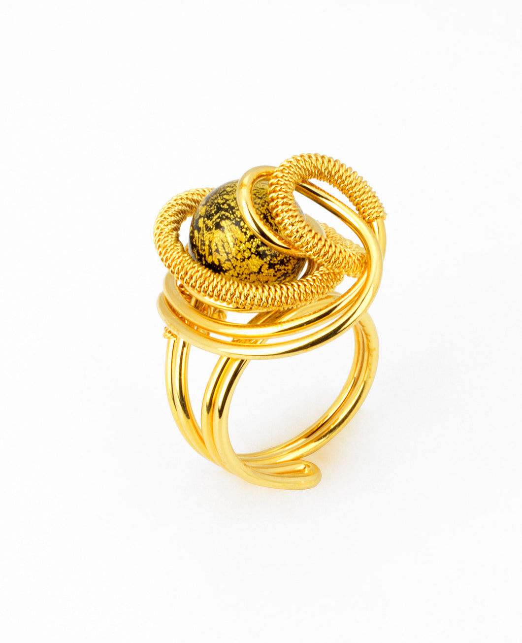 Anello Futura Gold in Vetro Di Murano - Vetri D'Arte