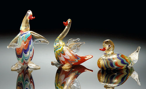 Animali in vetro di Murano soffiato e Foglia oro 24k Fenicio in Vetro Di Murano - Vetri D'Arte