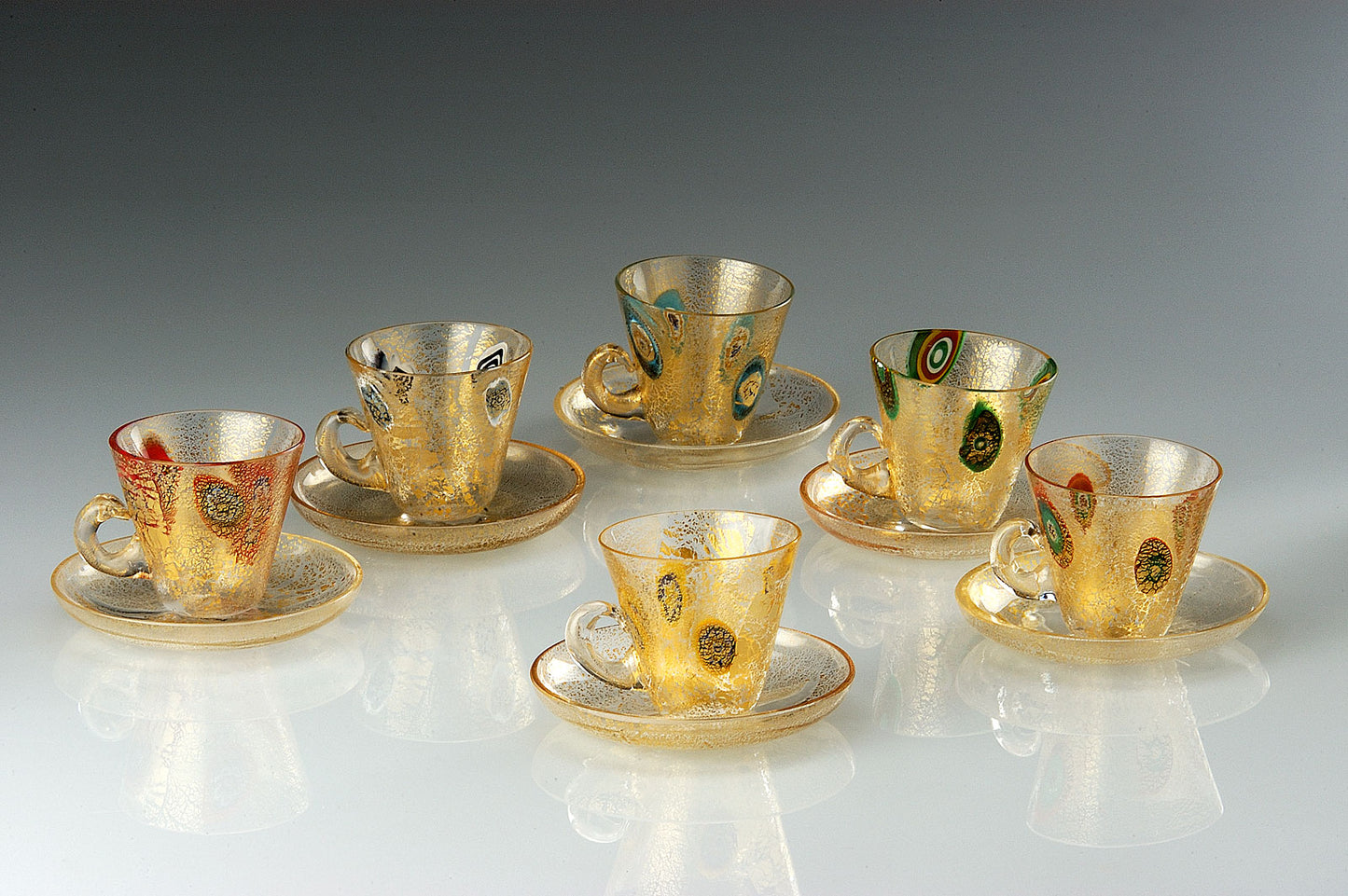 Coupes en cristal et feuilles d'or en verre de Murano - Vetri D'Arte
