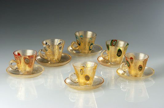 Kristall- und Blattgoldbecher aus Muranoglas - Vetri D'Arte