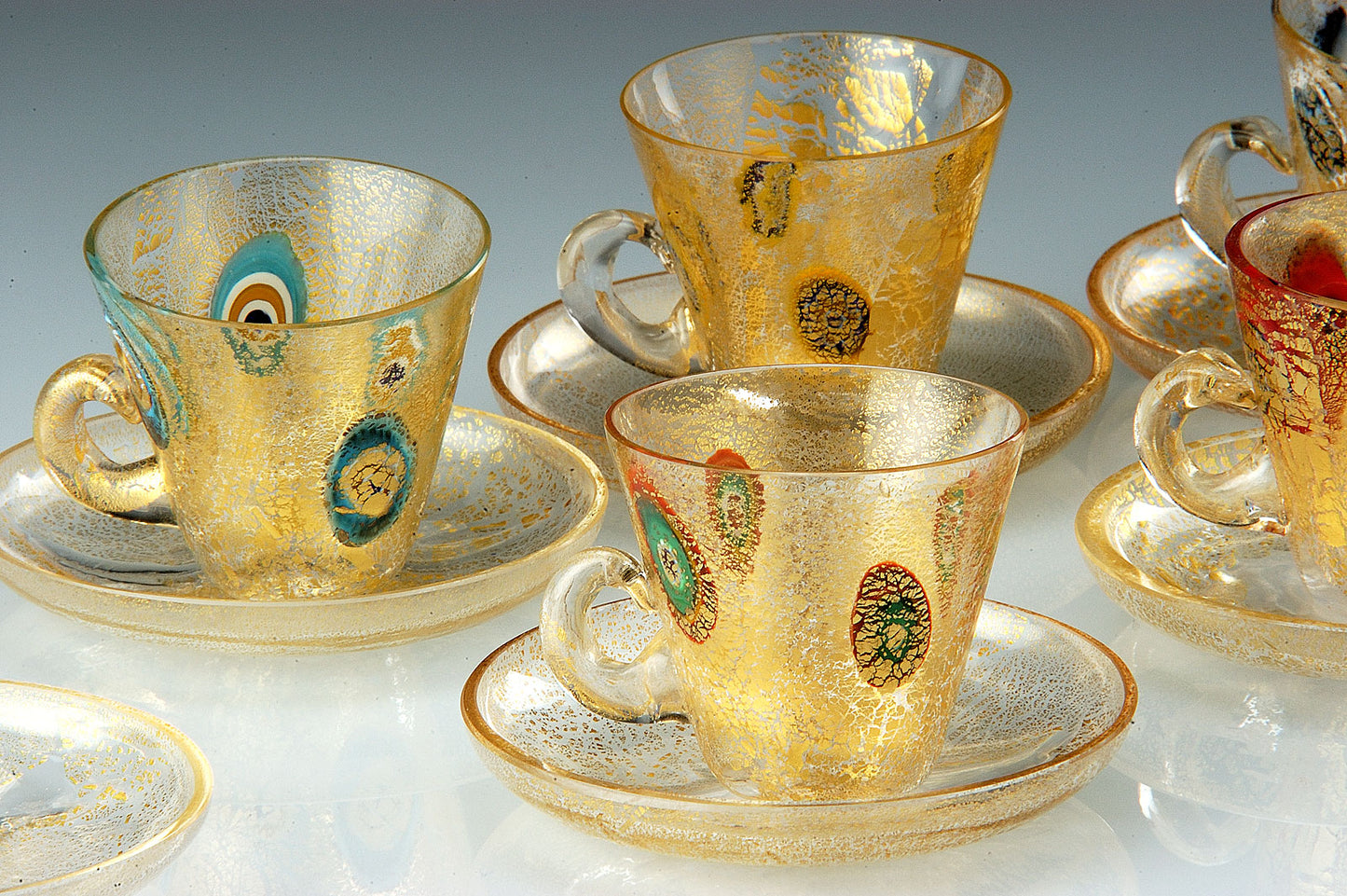 Crystal and gold leaf cups in Murano glass - Vetri D'Arte