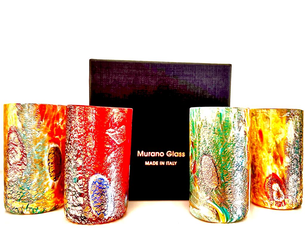 set bicchieri vetro murano colorati